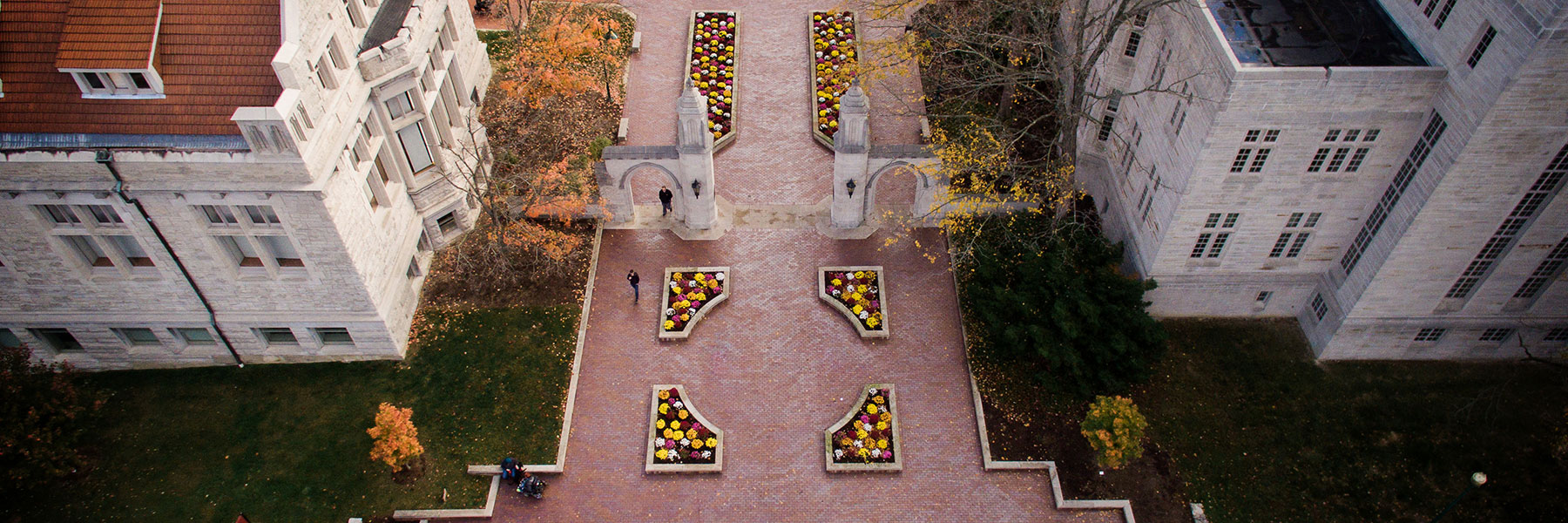 Ariel photo of Sample Gates, Bloomington Indiana.