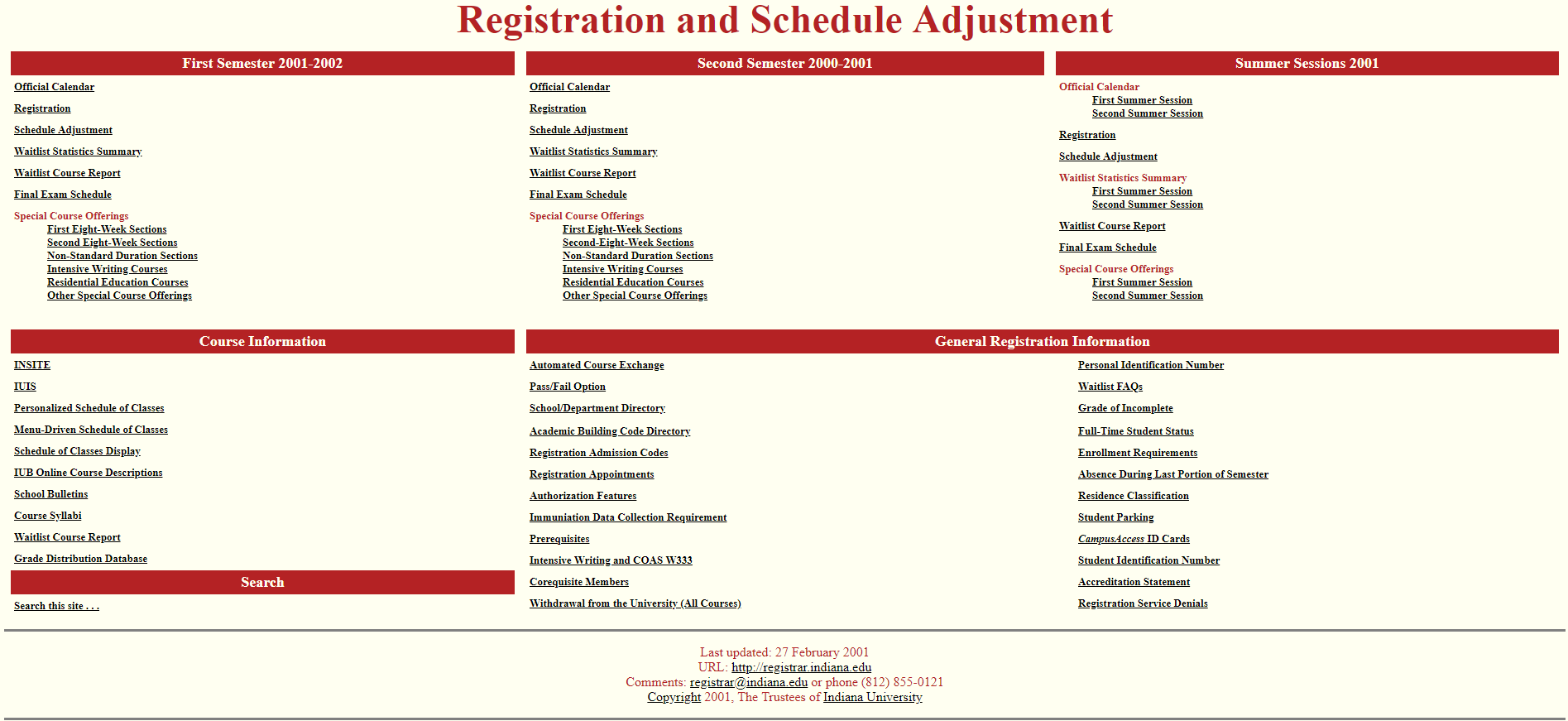Screenshot of IU's first web-enable course interface